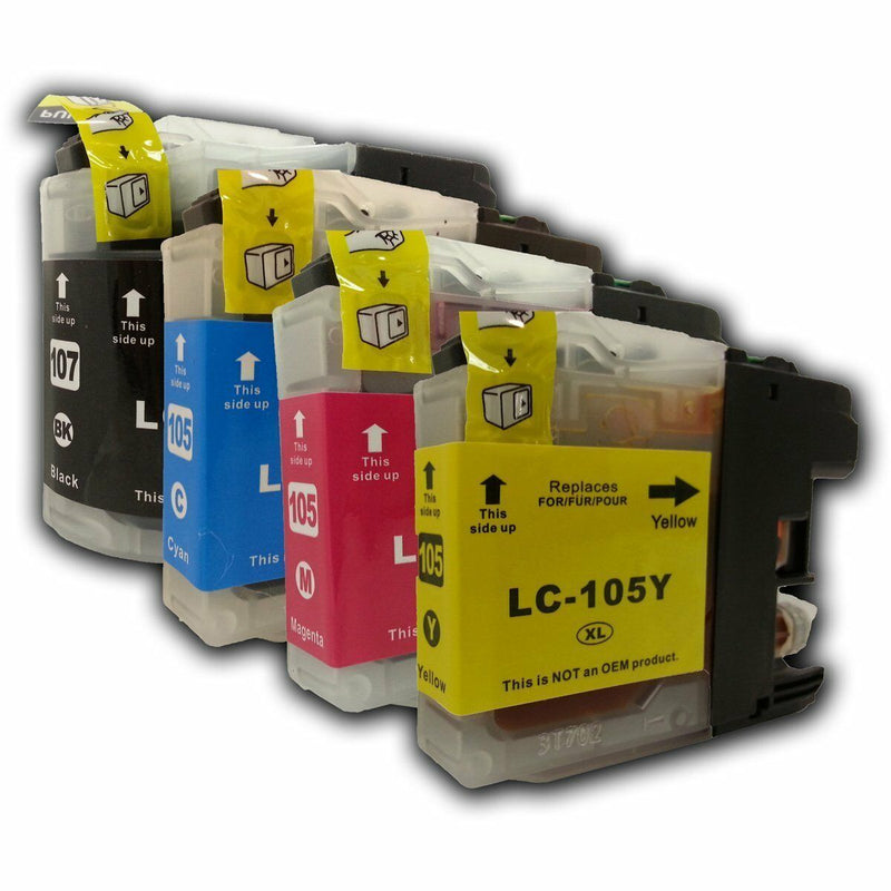 4 PKS Ink Cartridge for Brother LC-107 LC-105 MFC-J285DW MFC-J470DW