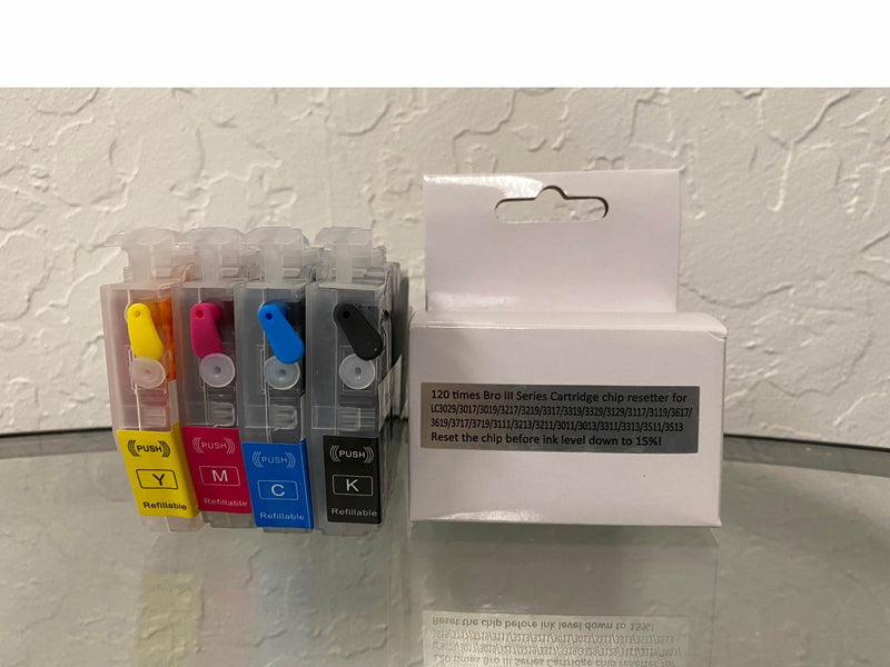 Prefill Refillable Ink Cartridges For Brother LC3011 LC-3013 + Chip Resetter Use For Refill or CISS