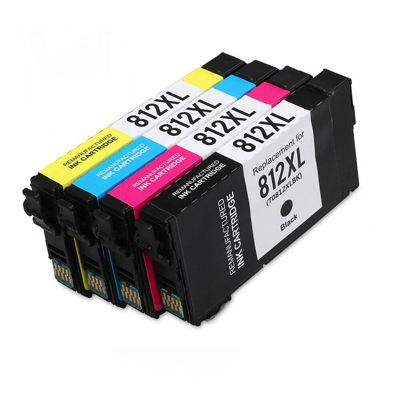 4 Pack Remanufactured Ink Cartridge for Epson Workforce pro WF7840 WF7820 WF7310 EC-C7000 wf-7840 wf-7820 T812 812 XL Printer