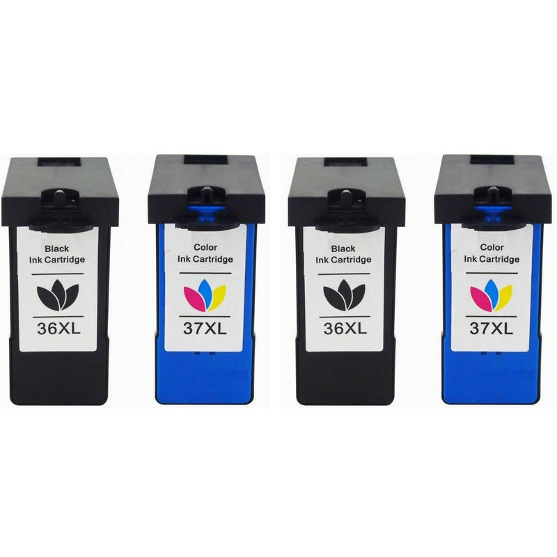 4pk Lexmark 36XL 37XL BLACK & COLOR Ink Cartridge for X3650 X4650 X5650 36 37